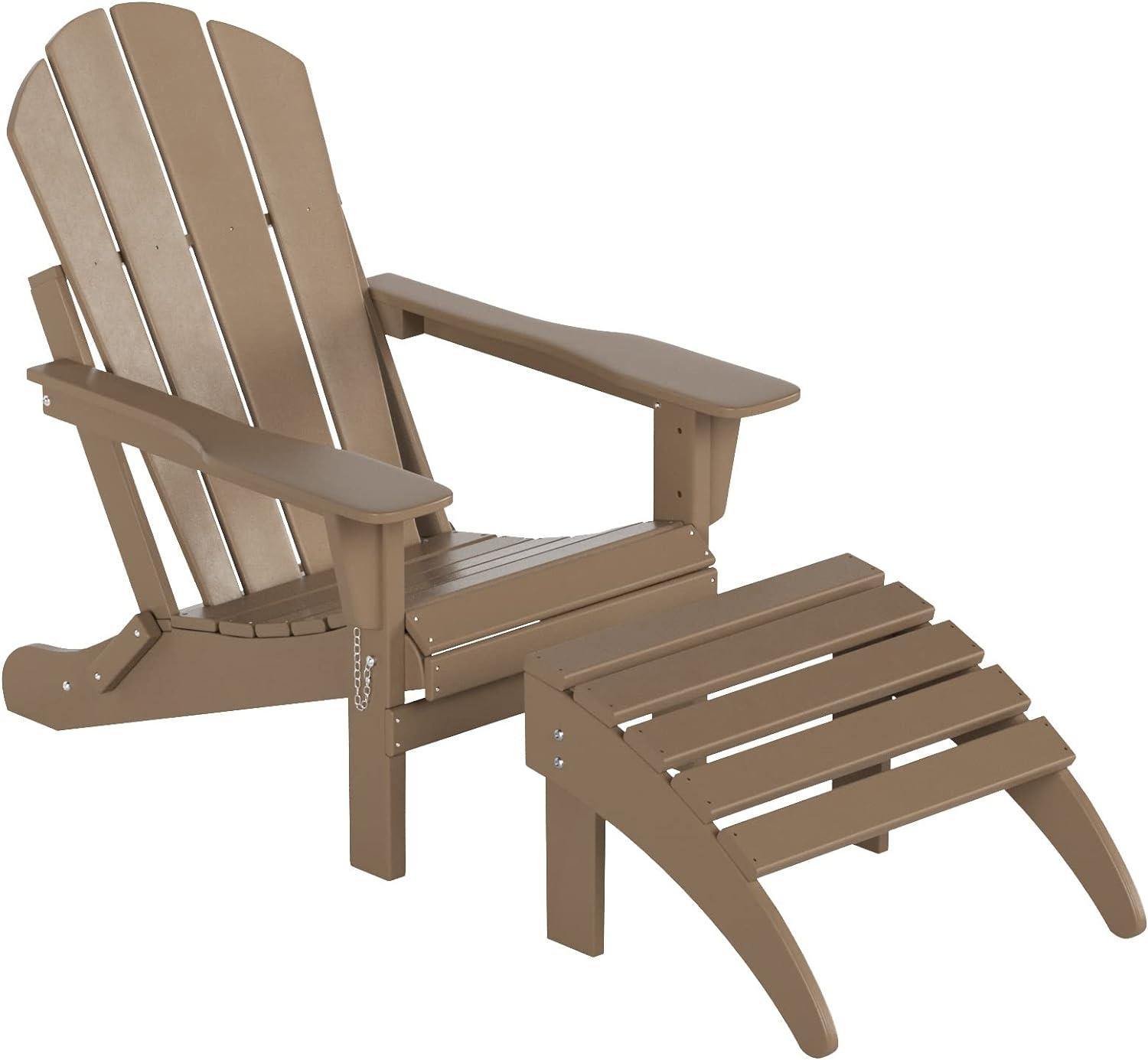 Weathered Wood Outdoor Adirondack Ottoman Footrest