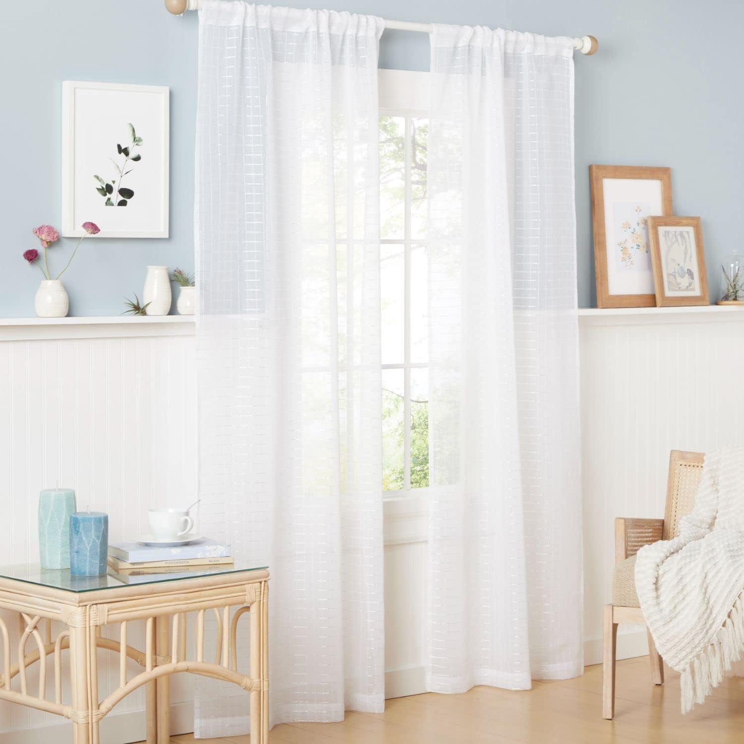 Polyester Sheer Curtain Pair (Set of 2)