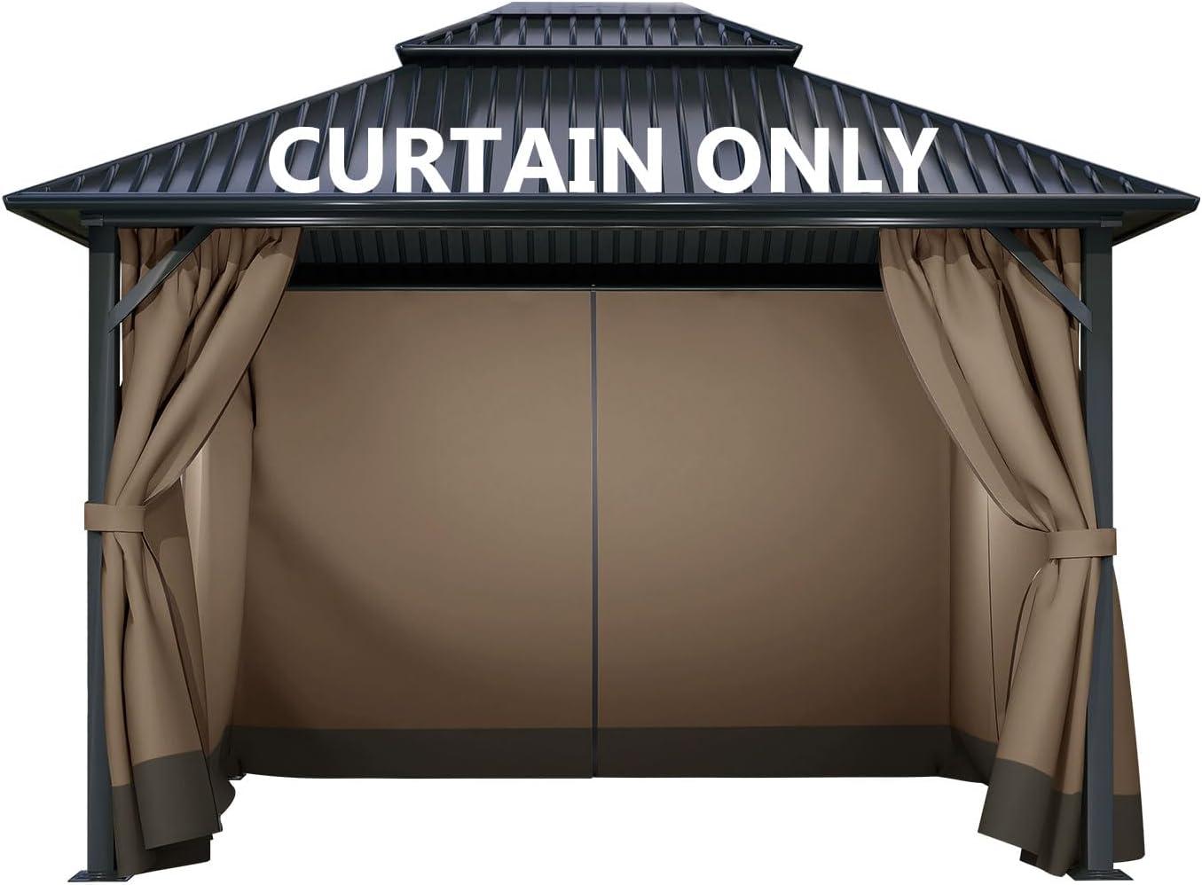 COWVIE 4-Panel 10' x 10' Gazebo Replacement Curtains, Patio Privacy Sidewalls with Double Zipper, Replacement for Outdoor Gazebo Canopy (Curtain Only)