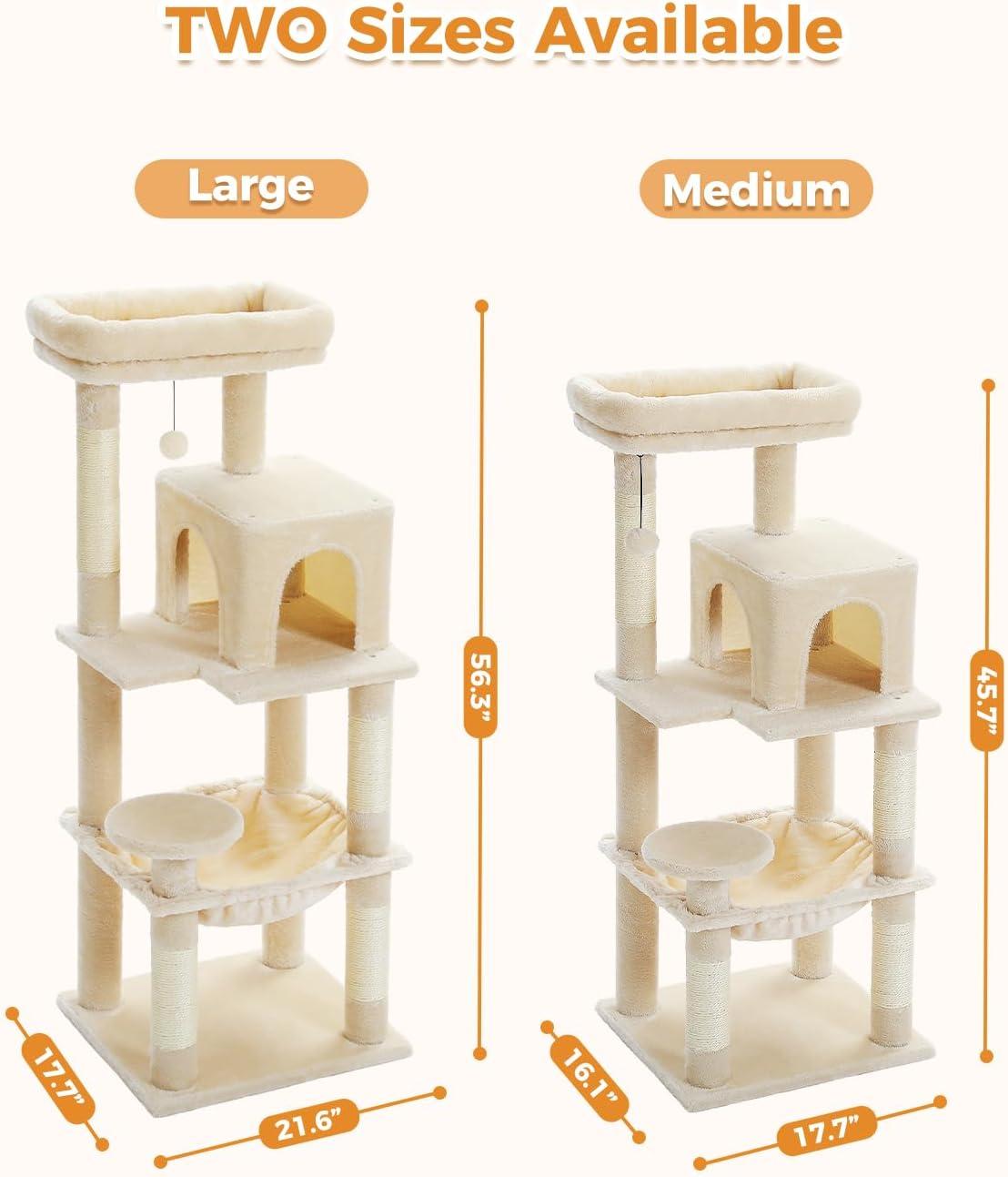 Latitude Run® Indoor Multi-Level Tall Cat Tower With Large Hammock, Scratching Posts, Cozy Condo And Top Perch