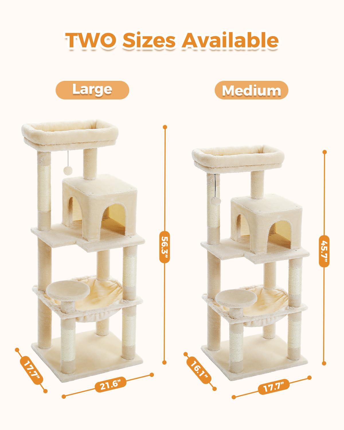 Latitude Run® Indoor Multi-Level Tall Cat Tower With Large Hammock, Scratching Posts, Cozy Condo And Top Perch