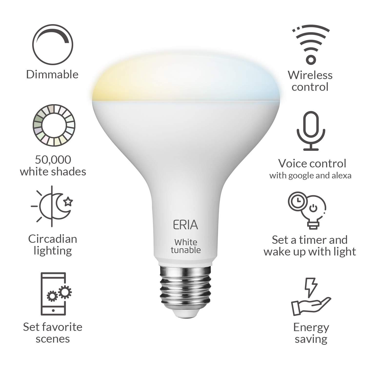AduroSmart ERIA Tunable White Smart BR30 Light Bulb CRI 90+, 65W Equivalent, Hub Required