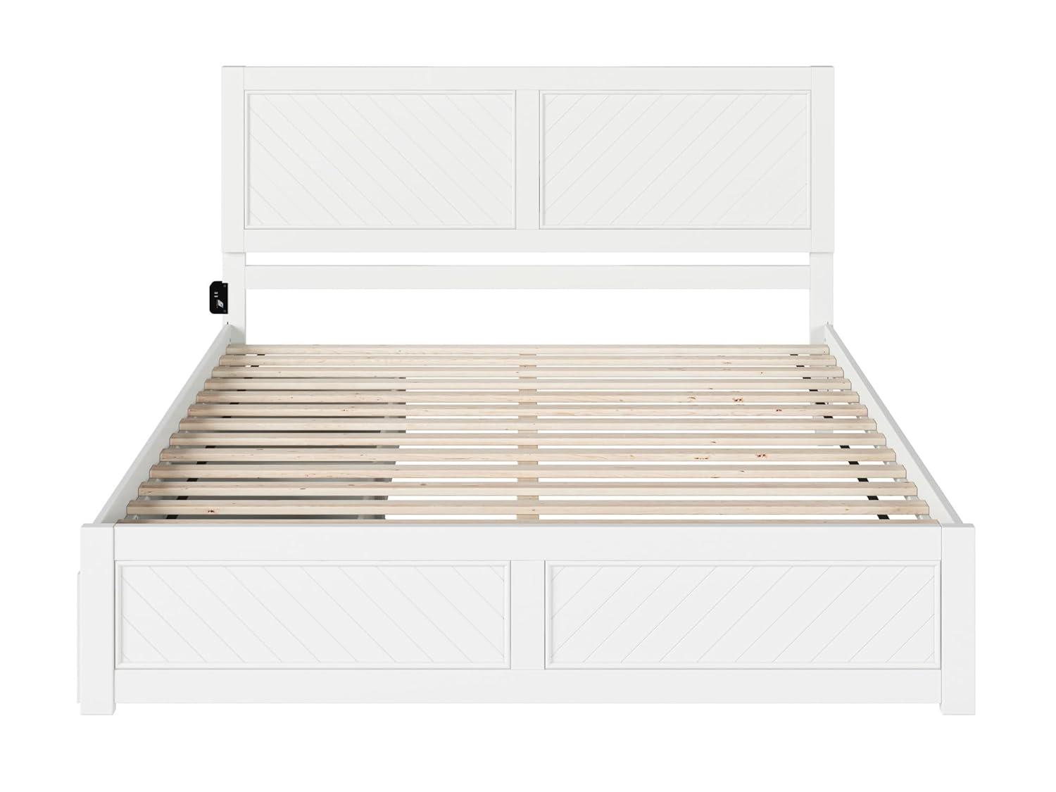 AFI Canyon White Solid Wood Platform Bed with Matching Footboard & Storage Drawers, King