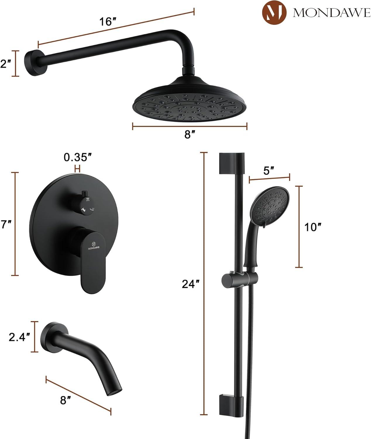 Calliope Wall Mounted 3 Function Retro Shower System with 3 Setting Handheld
