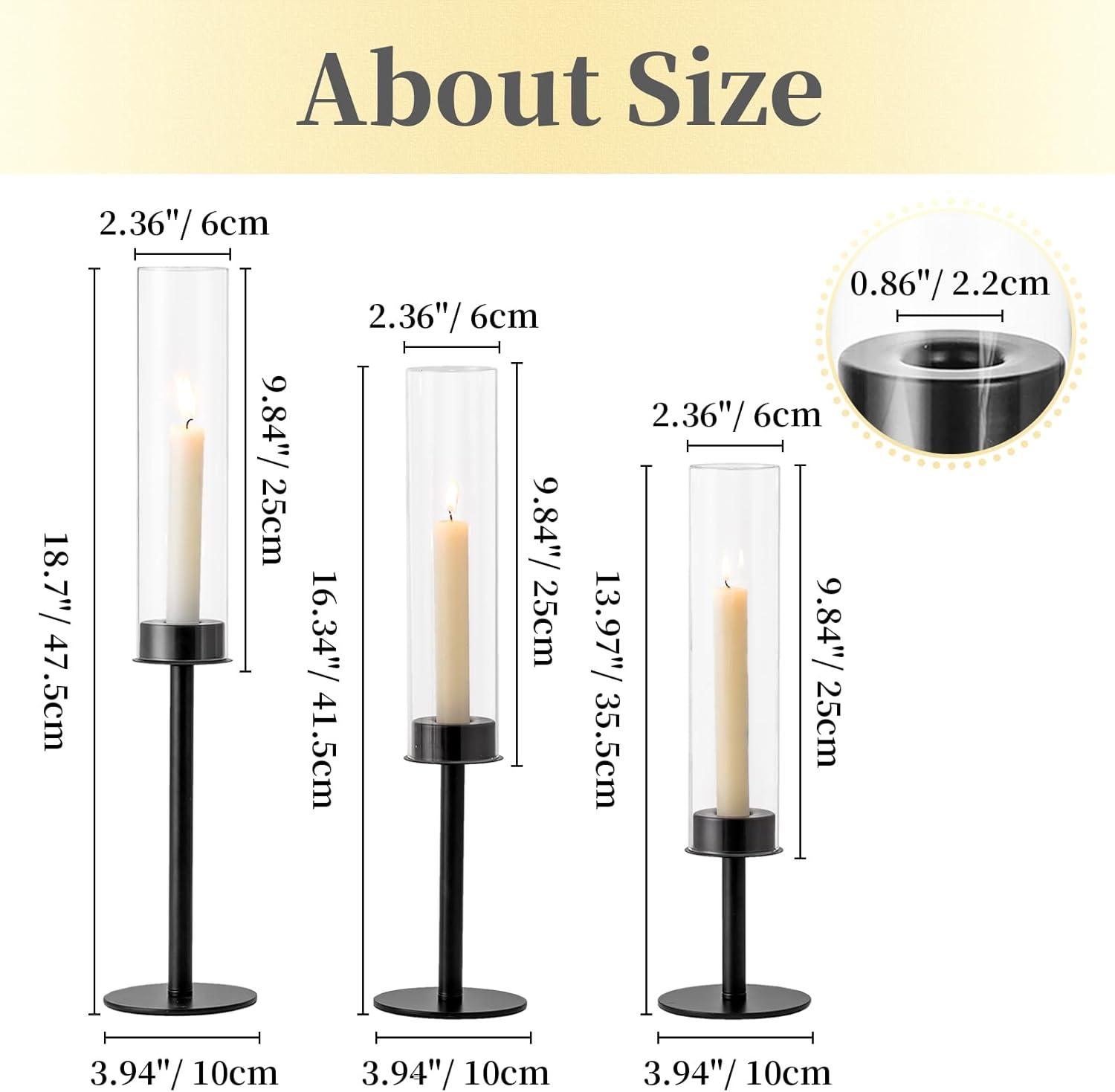 NIERBO Candlestick Holders Hurricane Candle Holder, 3pcs Candle Stick Candle Holder Candelabra (Set of 3)