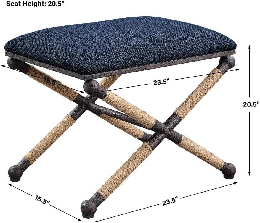 Uttermost Firth Small Navy Fabric Bench