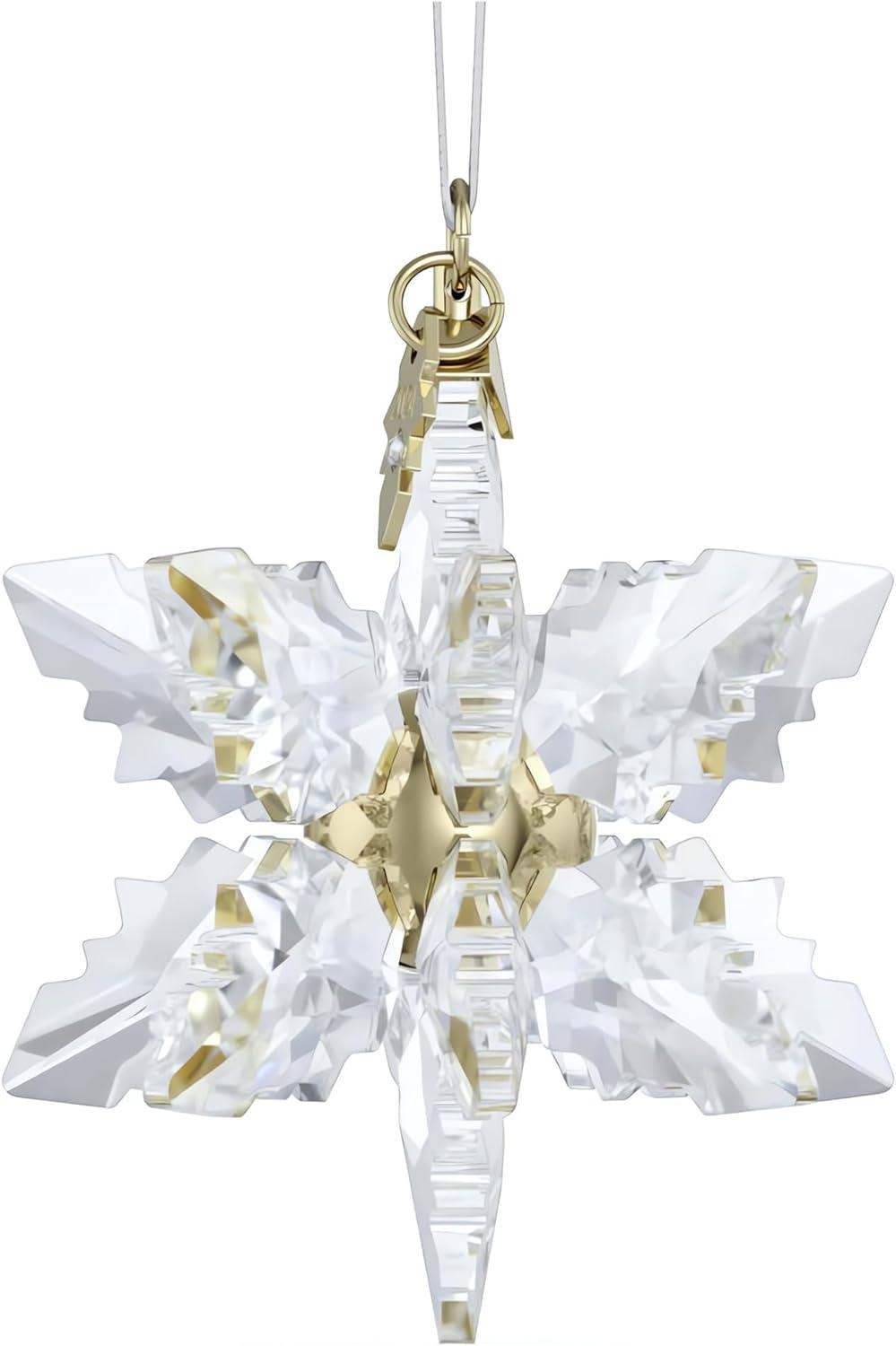 Swarovski Clear Crystal 3D Snowflake Ornament with Gold-Tone Center