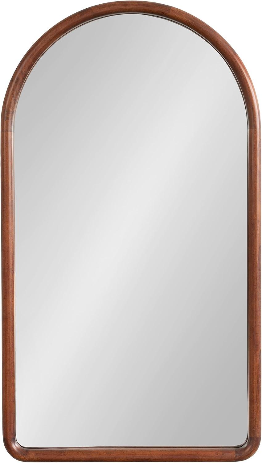 Kate and Laurel Talma Tall Arched Wall Mirror, 20 x 36, Dark Walnut, Transitional Arch Mirror with Solid Poplar Wood Frame and Rounded Frame Profile