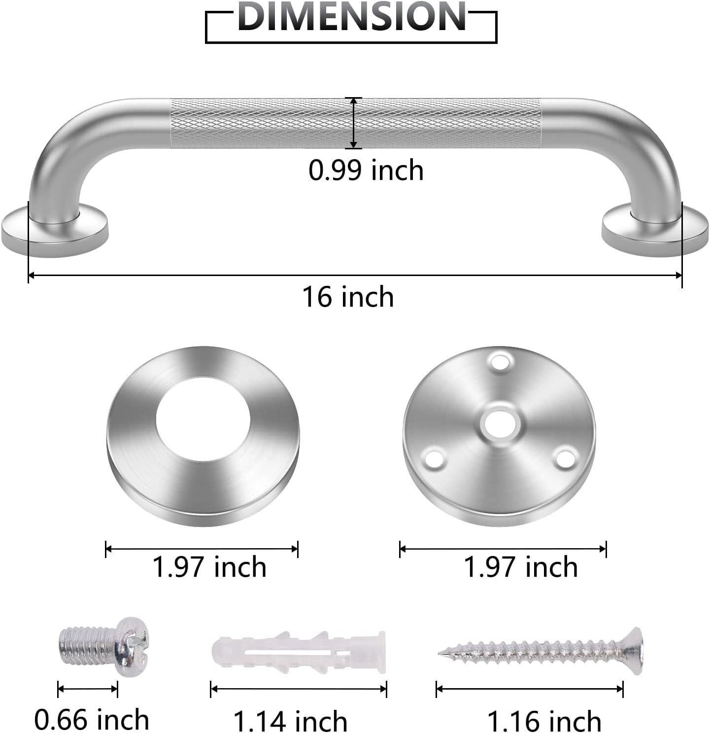 2 Pack 16 Inch Grab Bars for Bathtubs and Showers, Anti Slip Shower Grab Bars Stainless Steel Shower Handle Toilet Handicap Elderly Senior Assist Bathroom Saft Handle