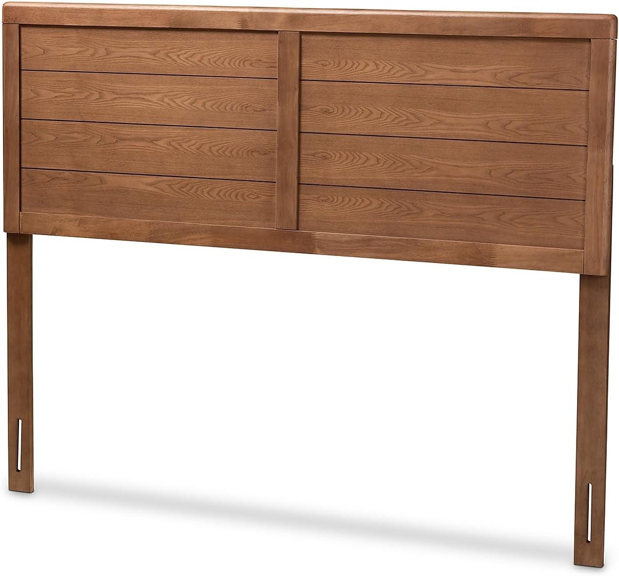 Baxton Studio Queen Seren Walnut Finished Wood Headboard Brown: Rubberwood Frame, No Box Spring Needed