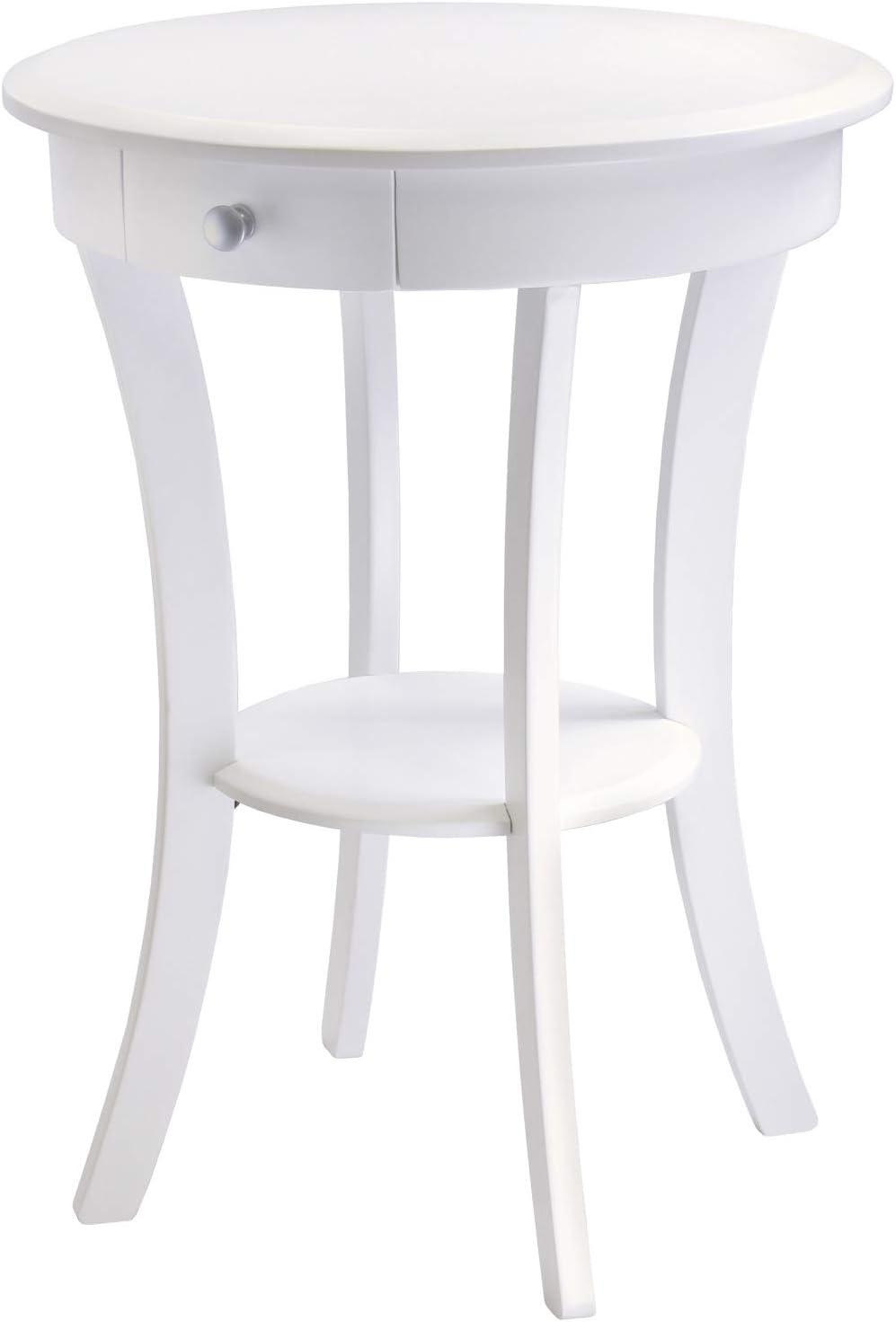 Sasha Round Accent Table - White - Winsome: Wood Composite, Veneer, Shelf Storage, Spot Clean