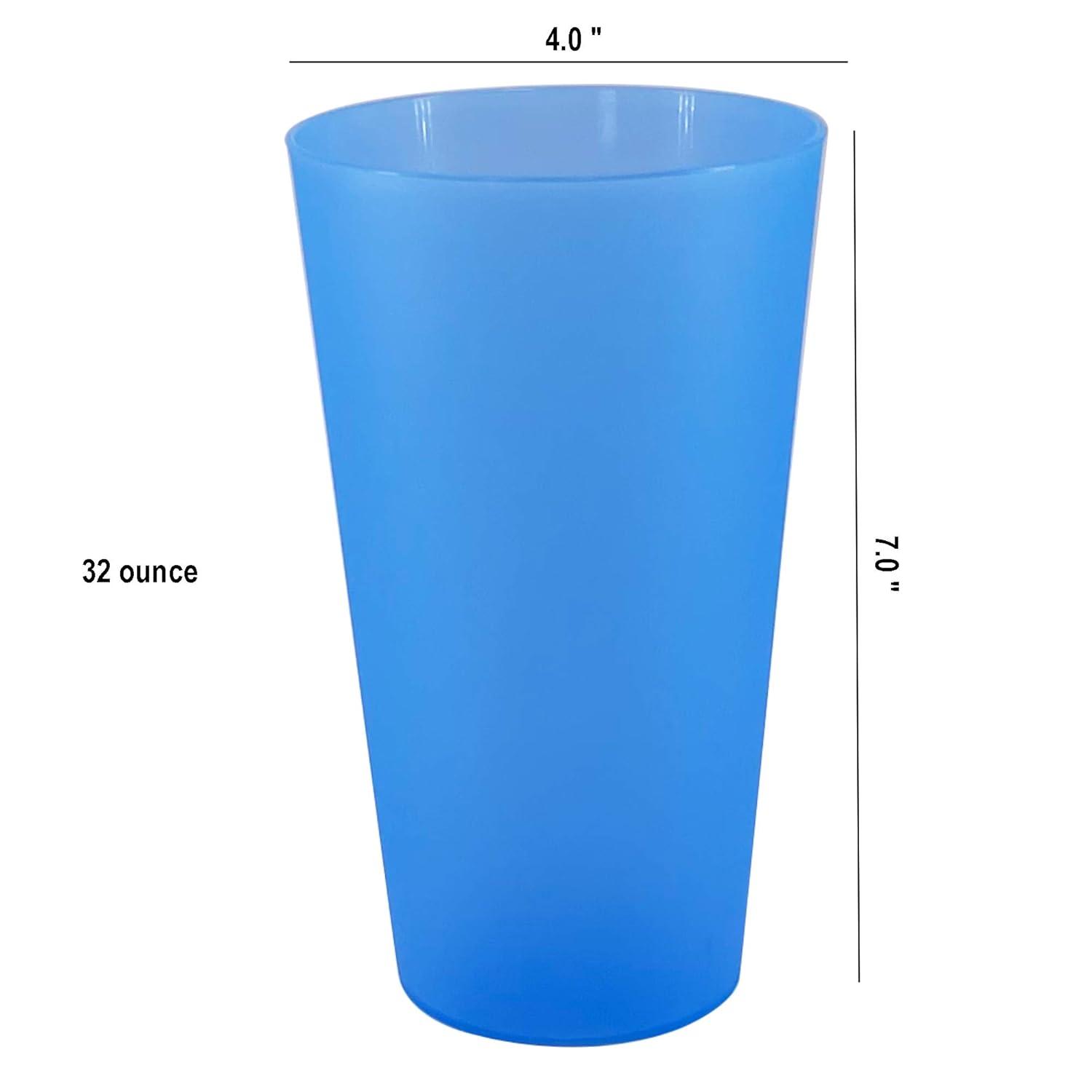 32-ounce Cups, BPA-free Plastic Tumblers Reusable Dishwasher Safe Set of 12 in 4 Assorted Colors Large Drinking Glasses