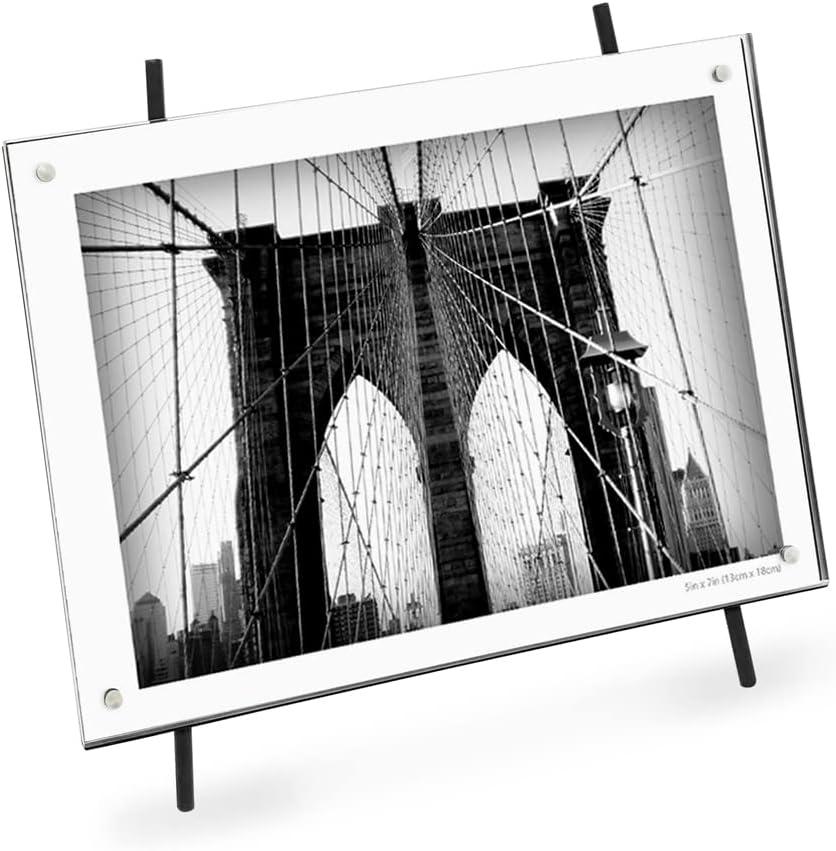 Isaac Jacobs 5x7 Black Magnetic Acrylic Metal Easel Frame (5x7 Horizontal) (Black)