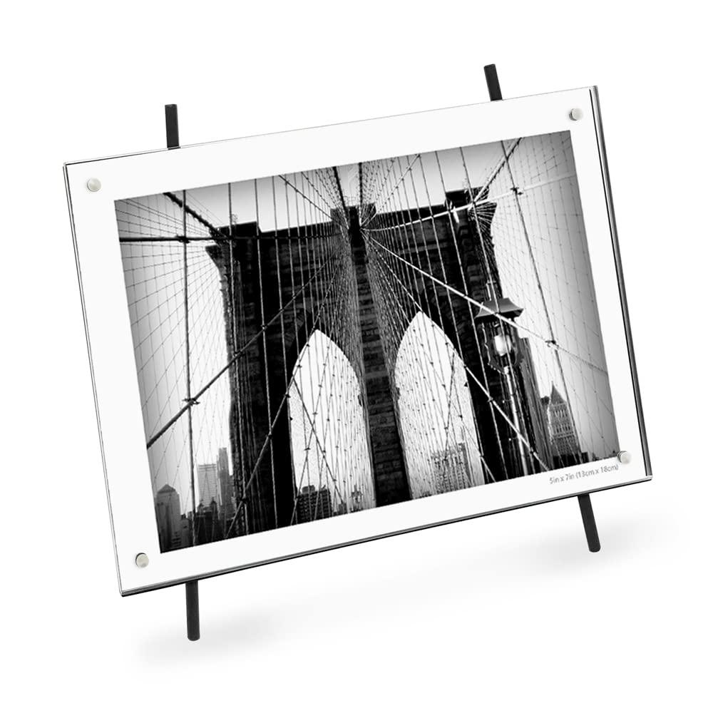 Isaac Jacobs 5x7 Black Magnetic Acrylic Metal Easel Frame (5x7 Horizontal) (Black)