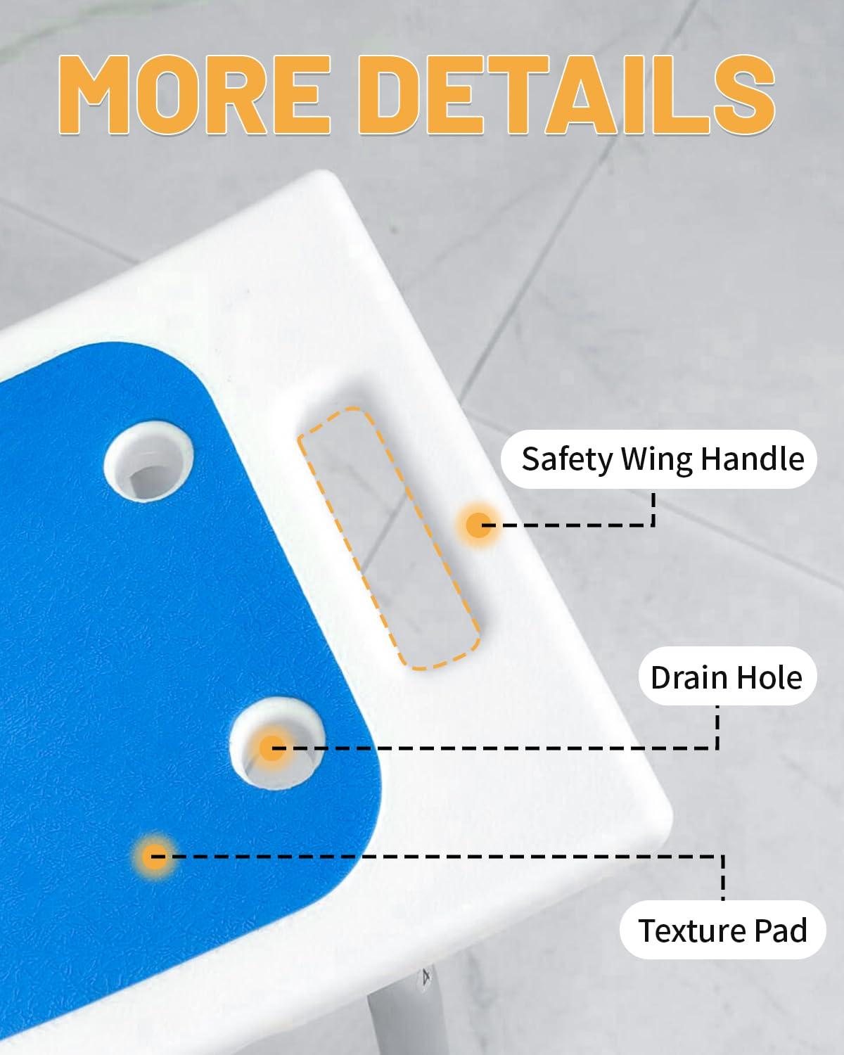 HSA FSA Shower Chair with Back, Shower Stool for Inside Shower, Shower Seat for Inside Tub, Bath Chair for Inside Bathtub for Elderly/Handicap