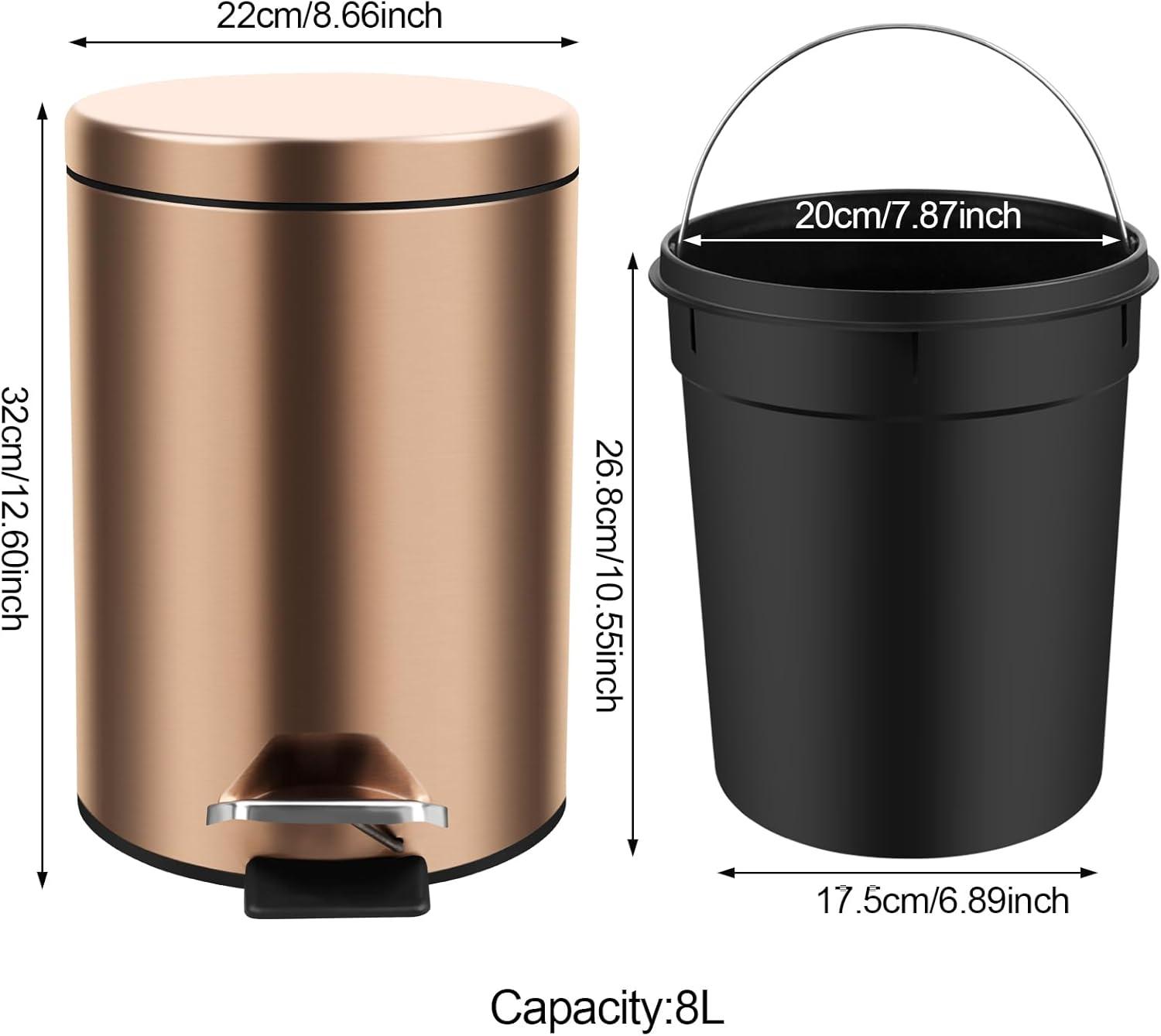 2.1 Gallon Gold Stainless Steel Pedal Trash Can