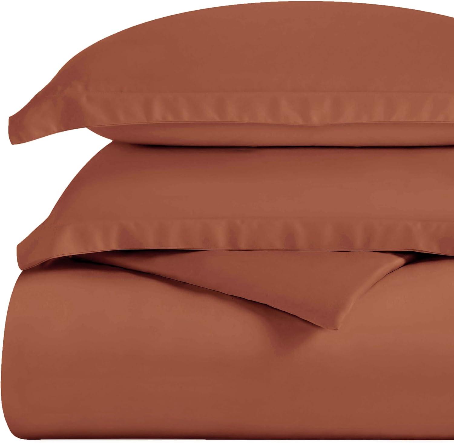 Superior Egyptian Cotton 300 Thread Count Duvet Cover Set, Twin, Pumpkin