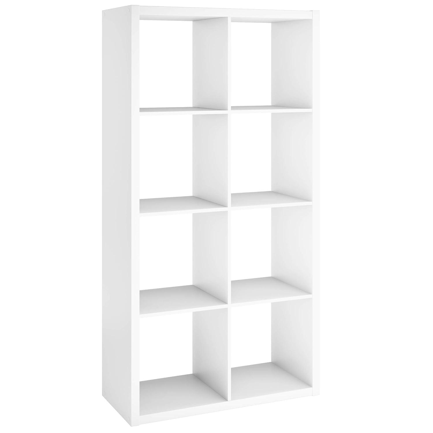 ClosetMaid 4583 Heavy Duty Decorative Bookcase Open Back 8-Cube Storage Organizer in White with Hardware for Closet, Office, or Toys