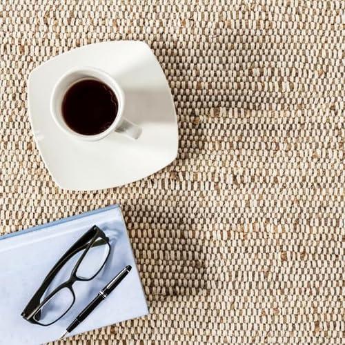 Nuloom 9x12 Elfriede Jute & Cotton Hand Woven Indoor Area Rug, Natural, Solid Rustic Farmhouse Style Natural Fiber Bedroom, Living Room,