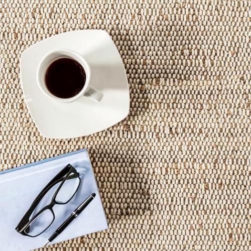 Nuloom 9x12 Elfriede Jute & Cotton Hand Woven Indoor Area Rug, Natural, Solid Rustic Farmhouse Style Natural Fiber Bedroom, Living Room,