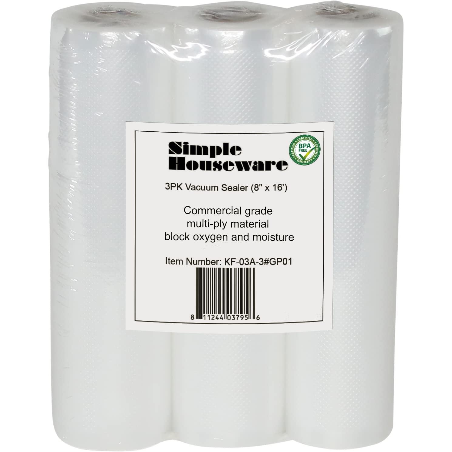 Simple Houseware Vacuum Sealer Bags 8'' x 25' Sous Vide Roll, 4-Pack C33