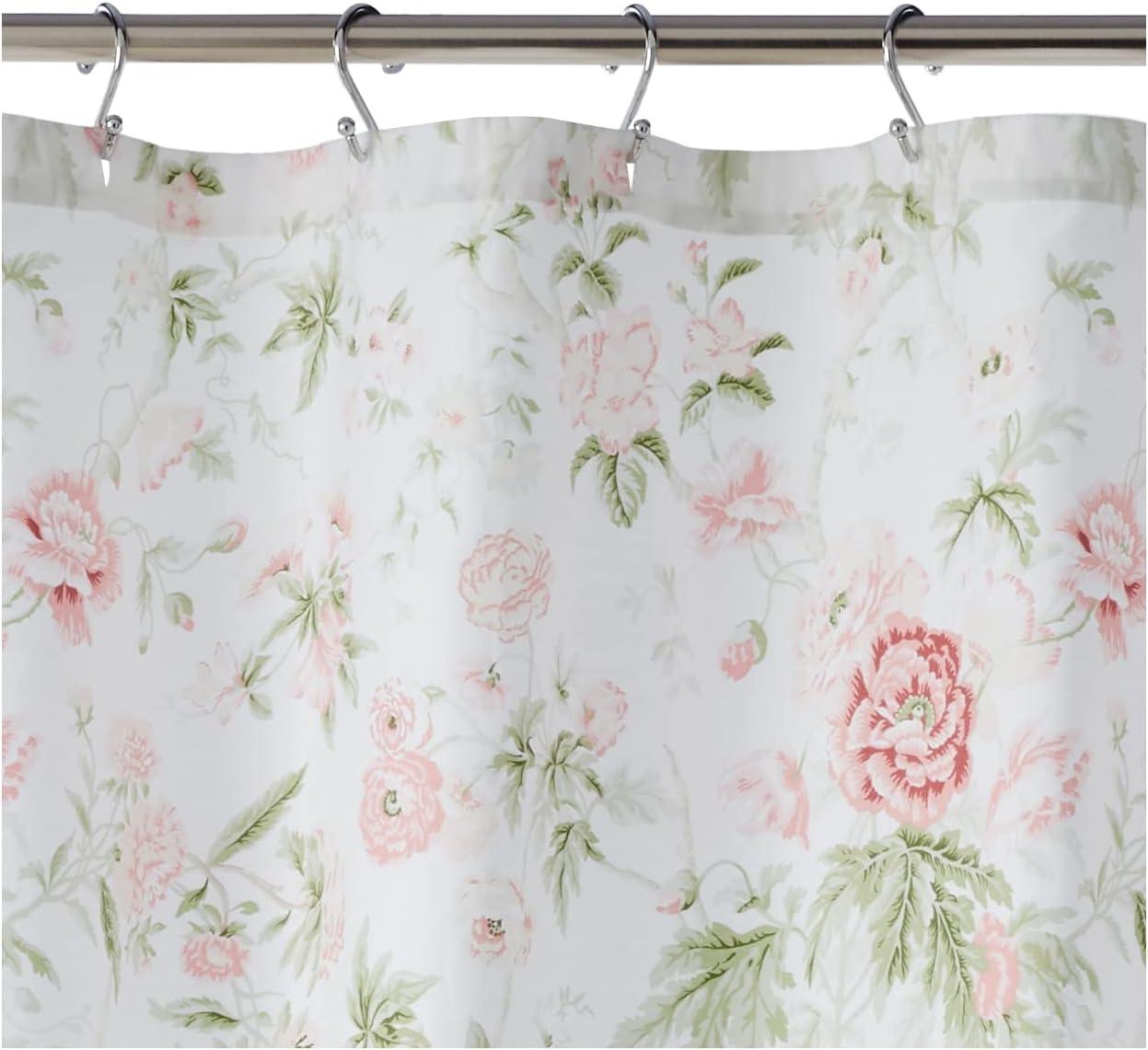 Laura Ashley Breezy Floral Cotton Pink Shower Curtain