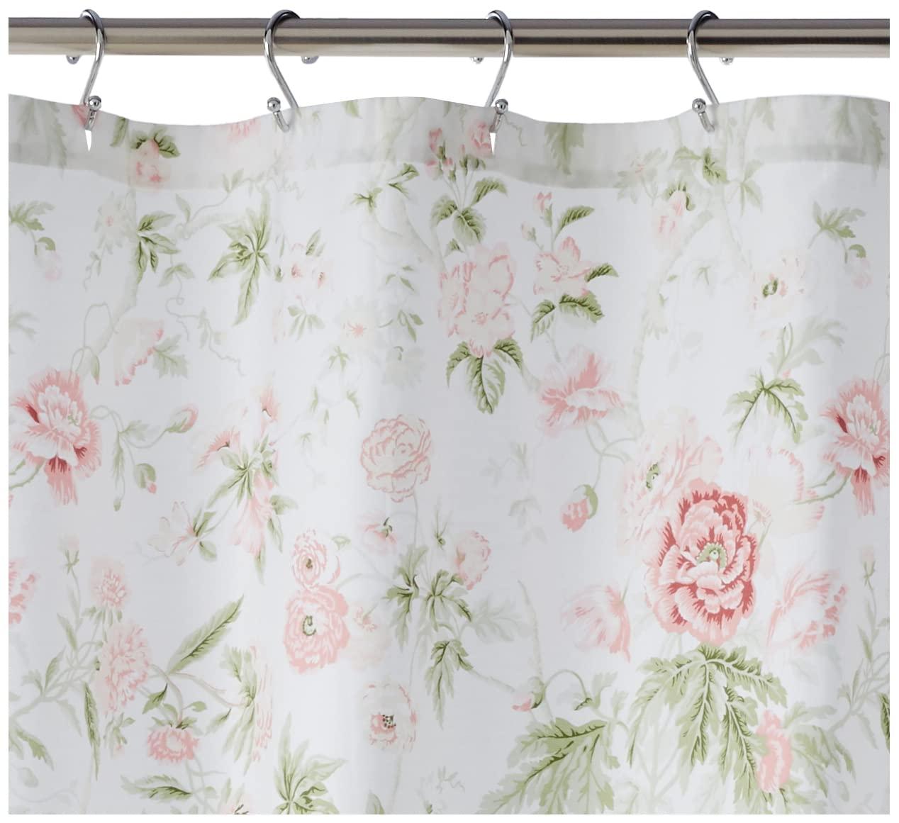Laura Ashley Breezy Floral Cotton Pink Shower Curtain