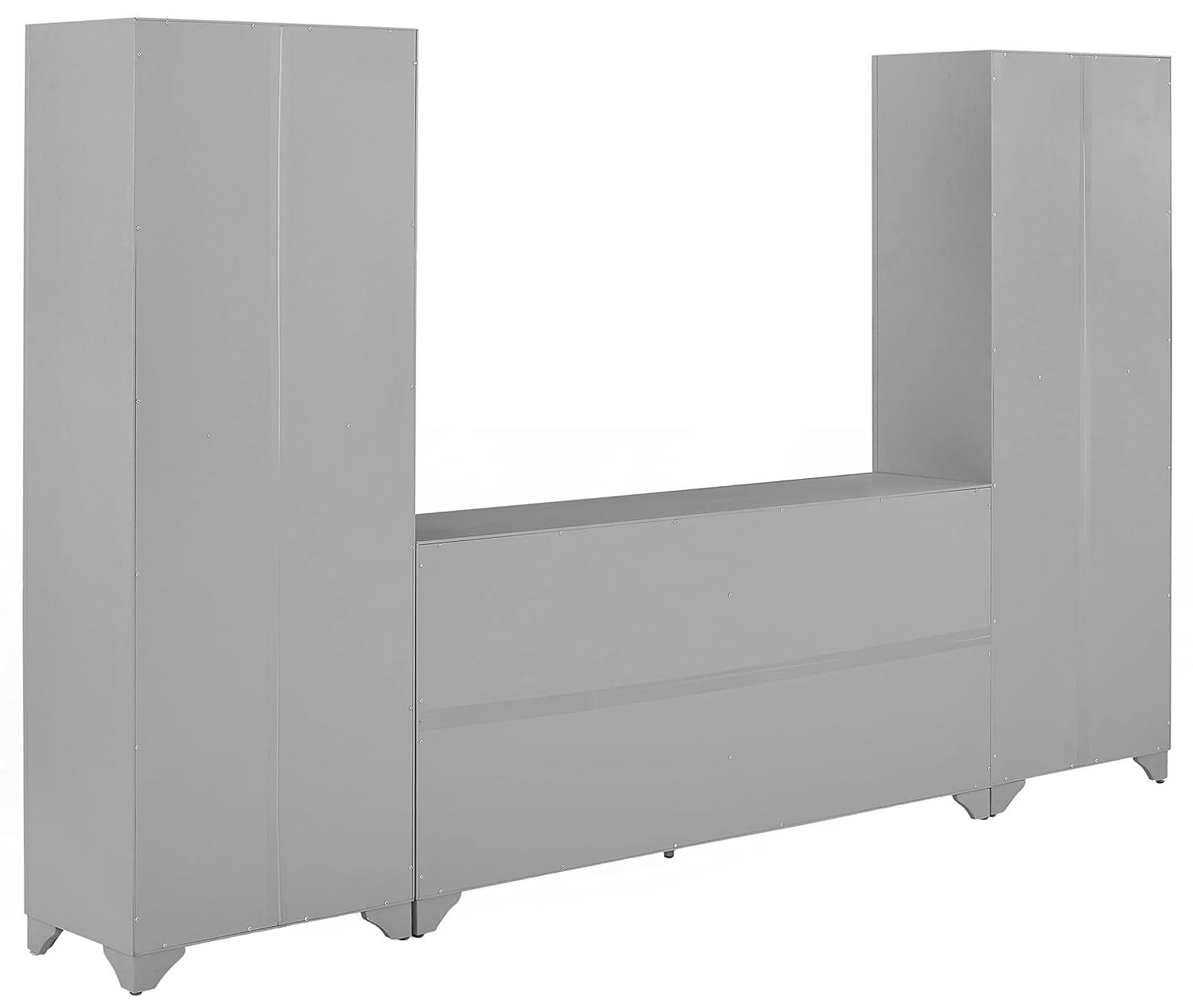 3pc Tara Sideboard and Pantry Set Distressed Gray - Crosley