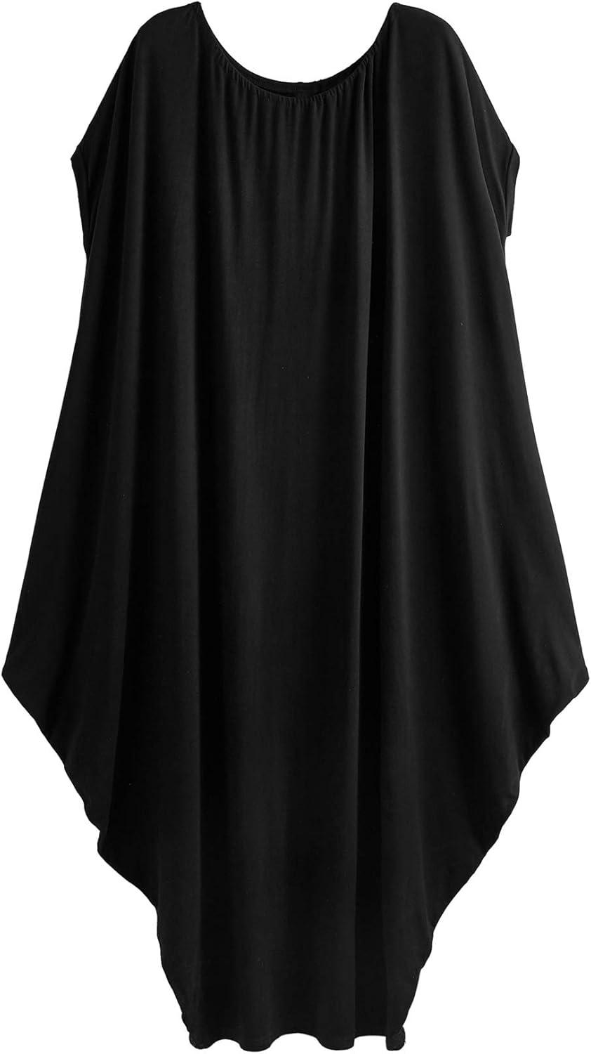 Verdusa Women's Caftan Harem Boat Neck Dolman Sleeve Oversized Maxi Dress Moo Moos