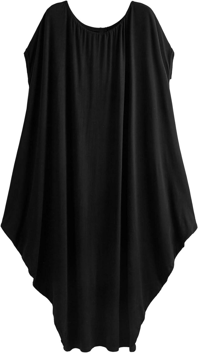 Verdusa Women's Caftan Harem Boat Neck Dolman Sleeve Oversized Maxi Dress Moo Moos