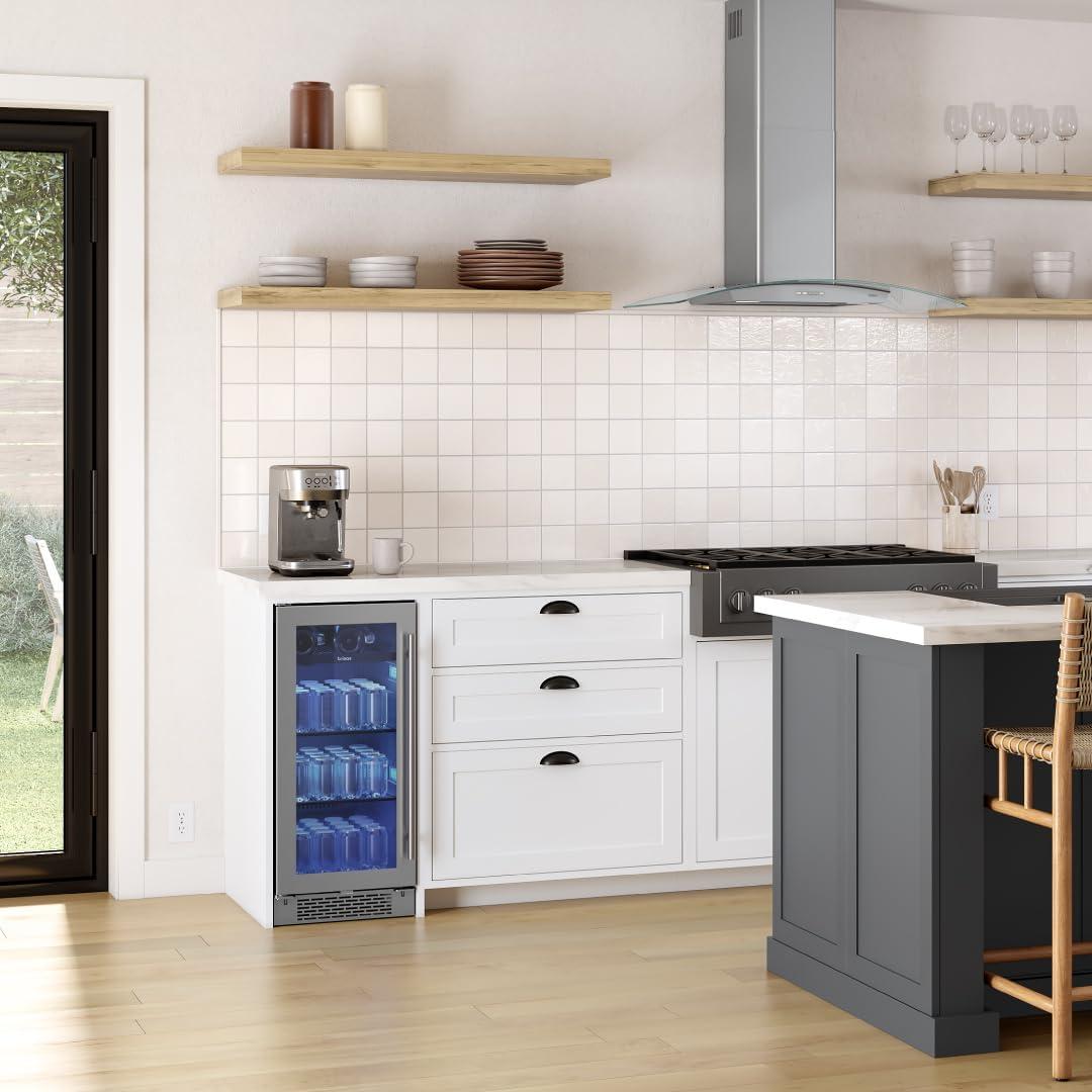 Brisas 15 in. 4-Bottle and 64-Can Single Zone Beverage Cooler in Stainless Steel