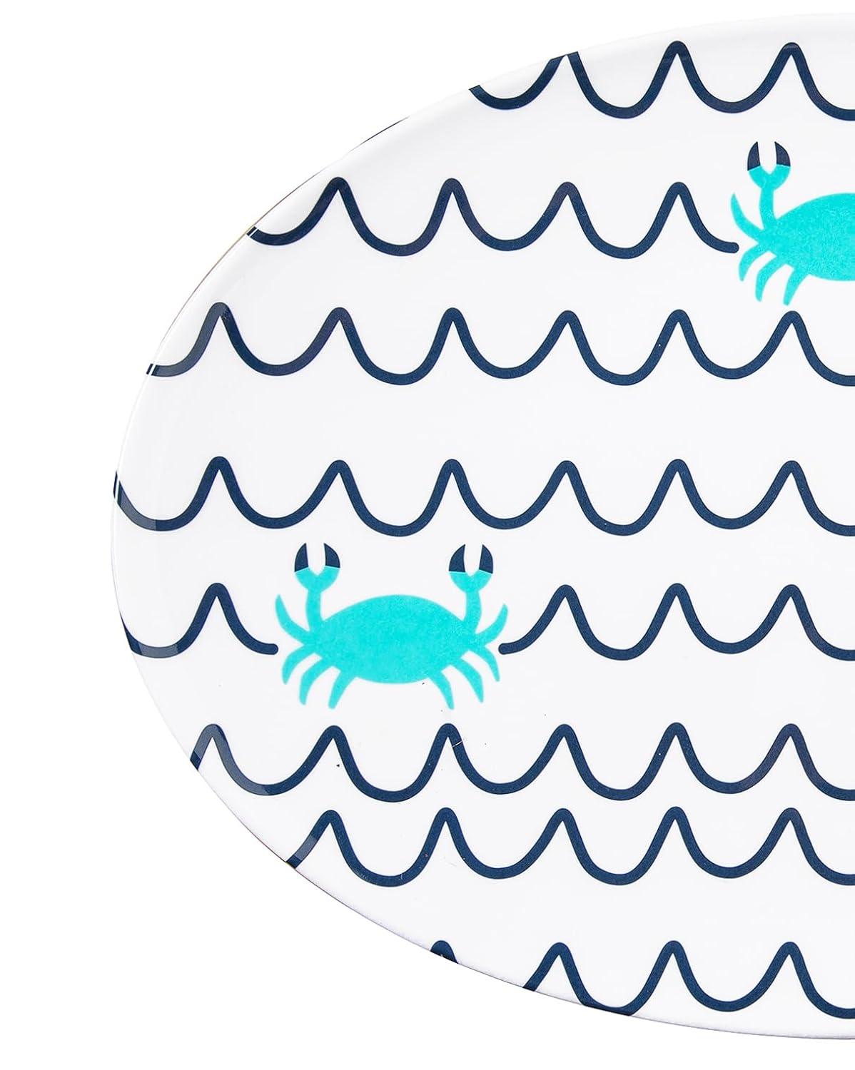 Beachcombers Crab Wave Melamine Platter