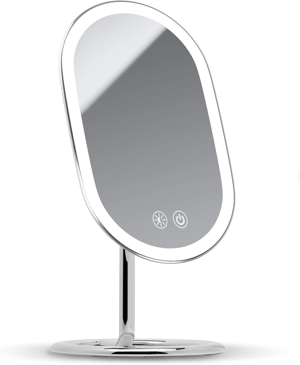 Vera Chrome Finish Oval LED Lighted Vanity Magnifying Mirror