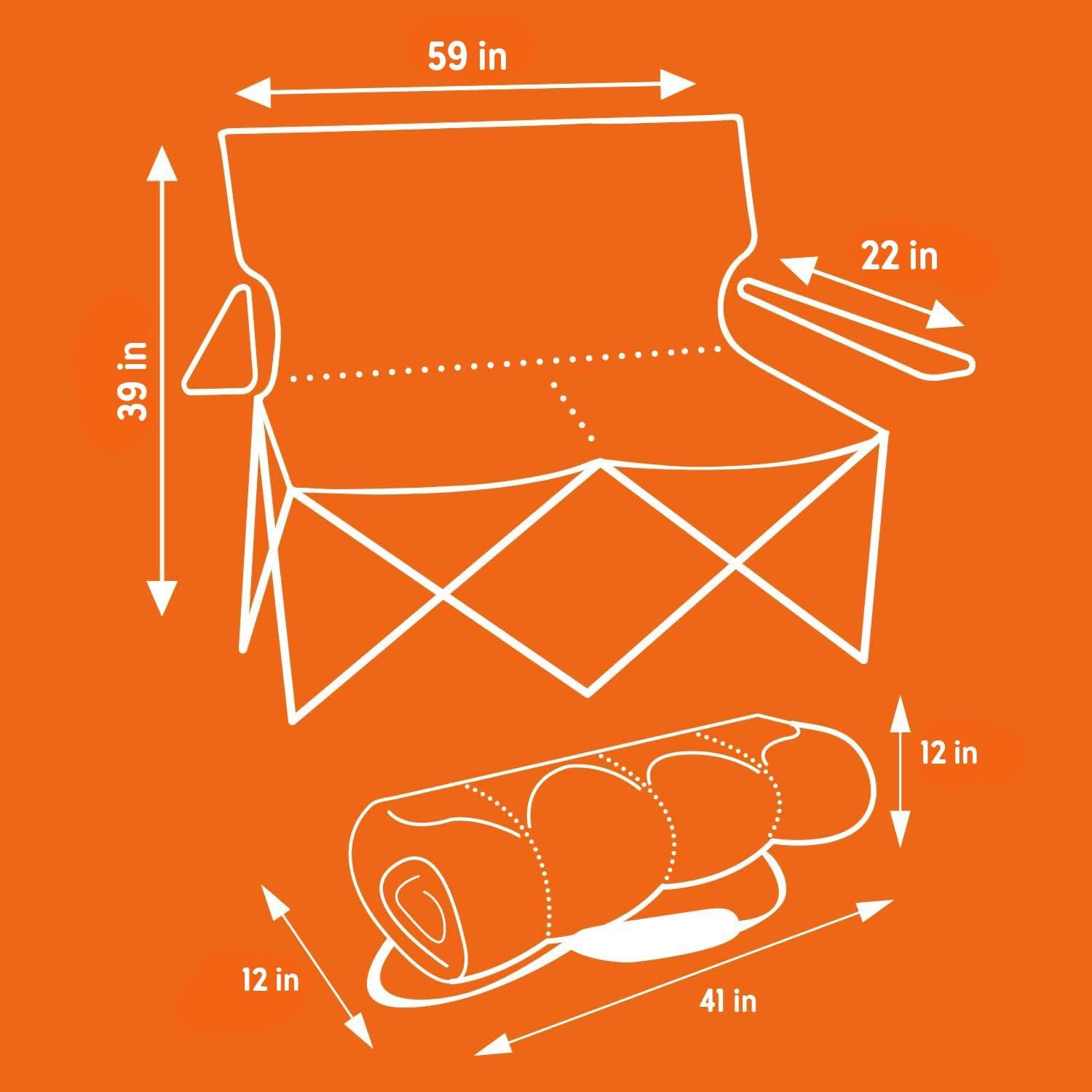 Deep Lake and Fallen Rock Double Outdoor Camping Chair with Arms