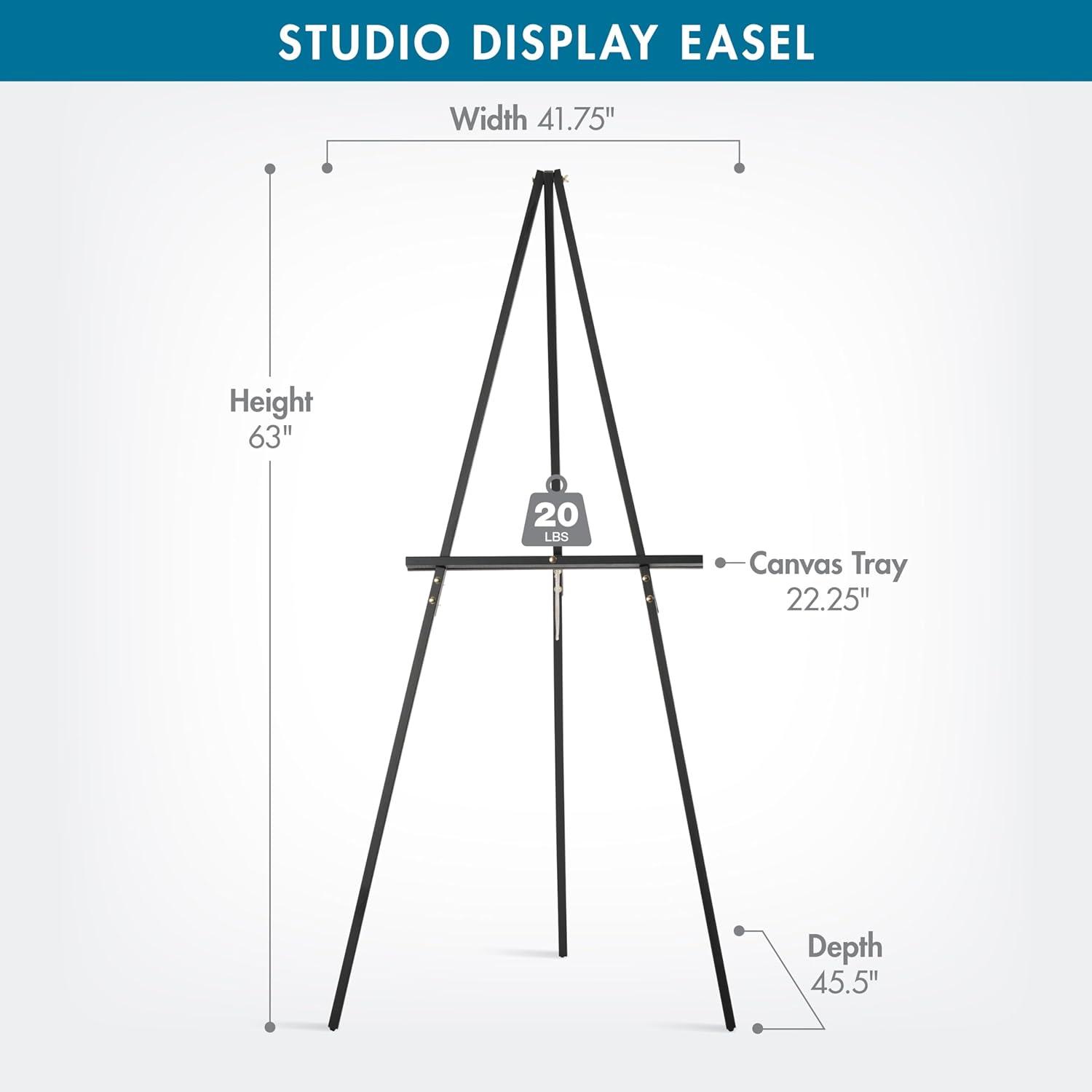 Studio Display Wood Tripod Easel for Posters, Art, Event Signage, Tradeshows, or Seminars (63" Tall)