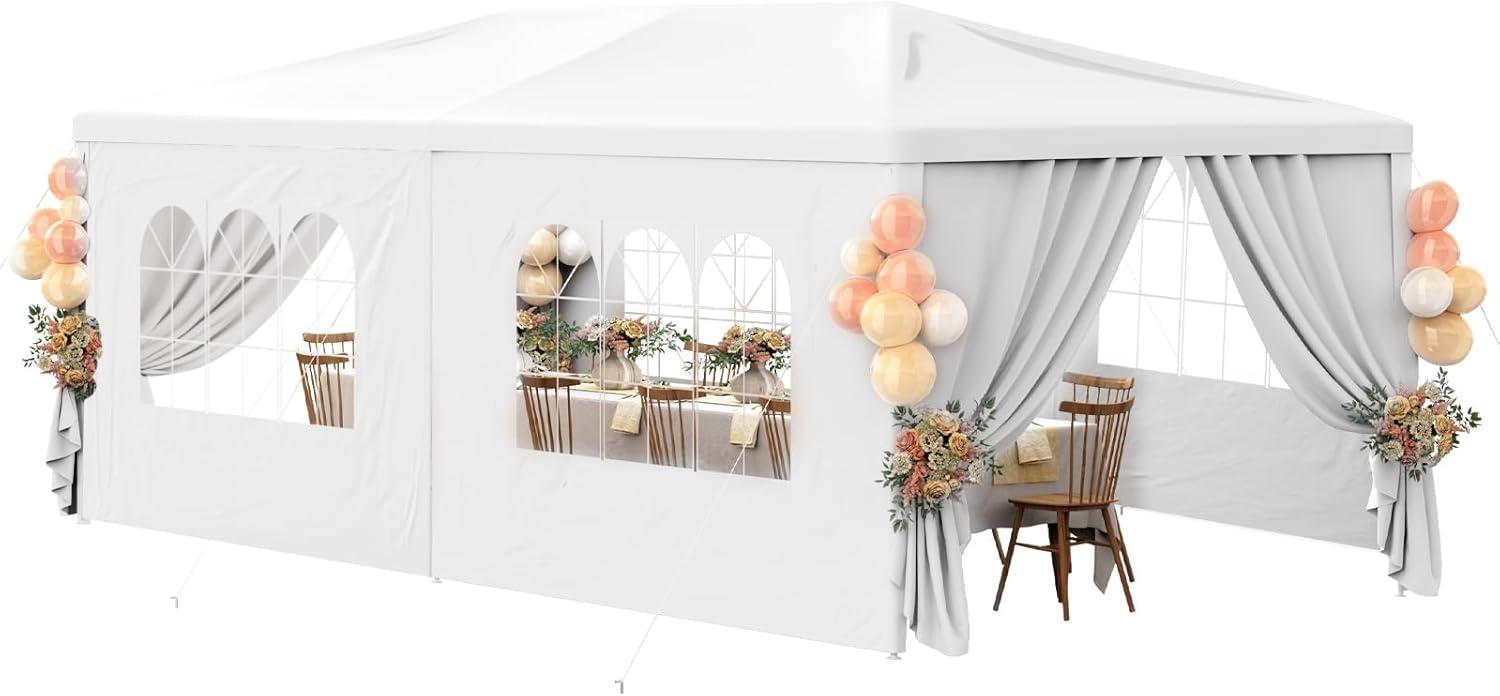 10'x20' White Waterproof Outdoor Party Tent with Removable Sidewalls