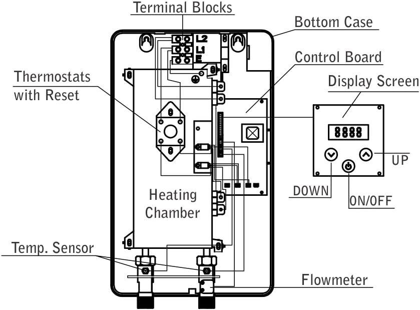 Compact White Electric Tankless Water Heater with Digital Panel