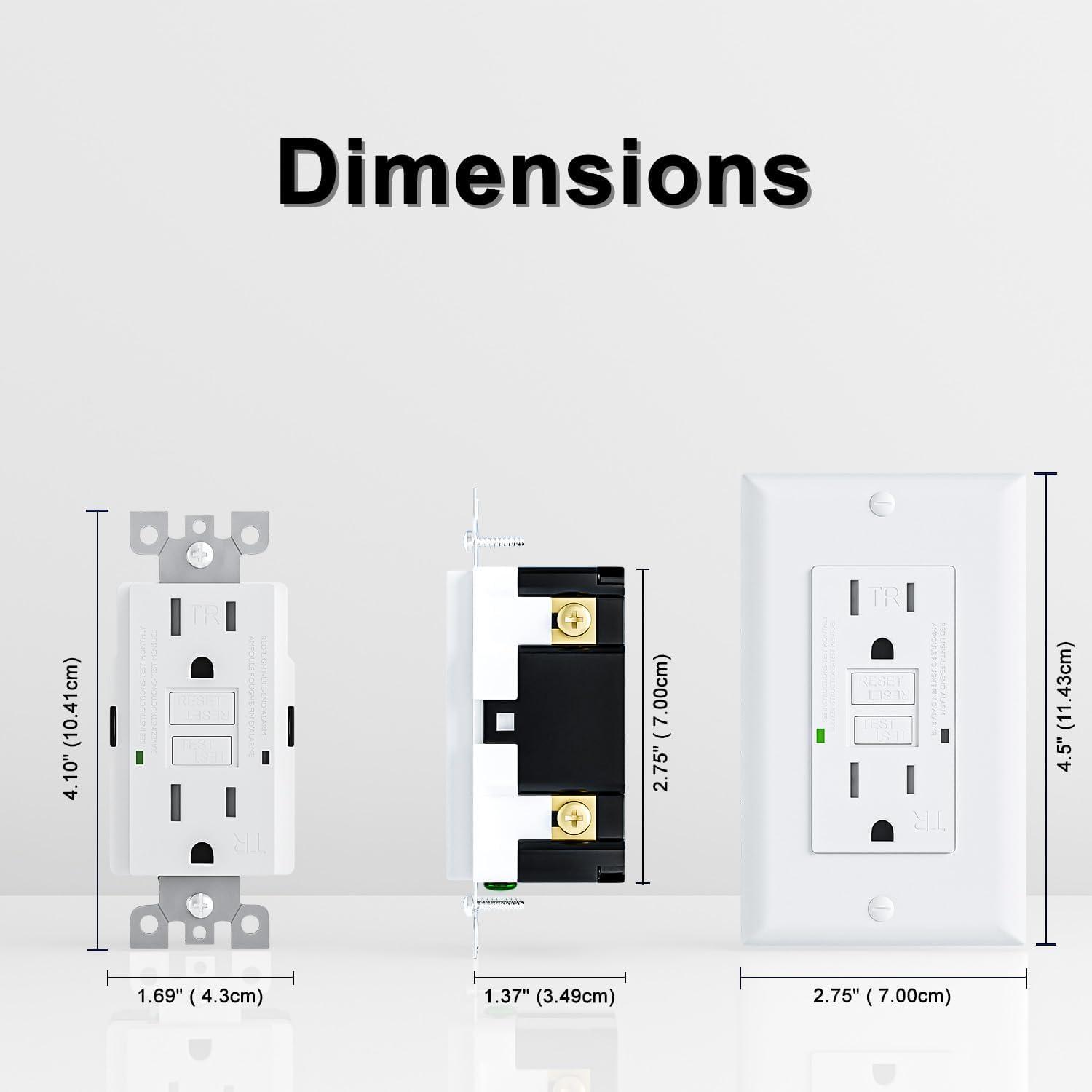 White 15 Amp Tamper Resistant GFCI Outlets with Wall Plates