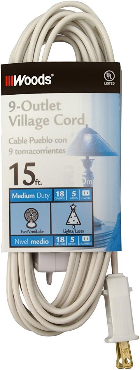Woods Indoor 15 ft. L White Extension Cord with Switch 18/2