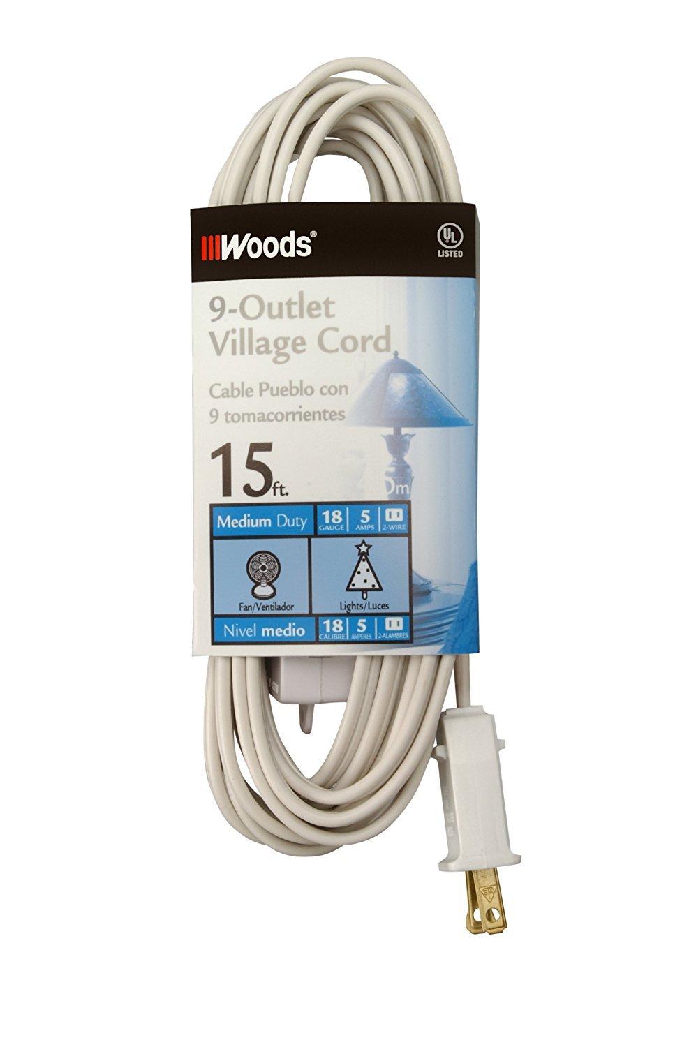 Woods Indoor 15 ft. L White Extension Cord with Switch 18/2