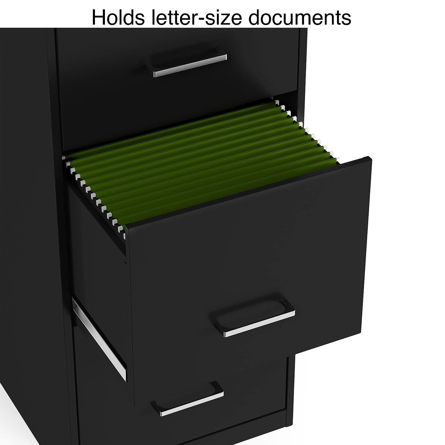 Staples 4-Drawer Vertical File Cabinet Locking Letter Black 18"D (52152) 16883/52152