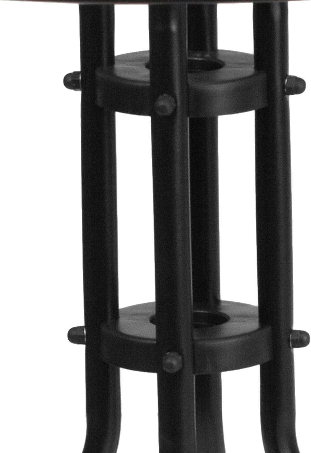 Flash Furniture 28'' Round Tempered Glass Metal Table with Black Rattan Edging