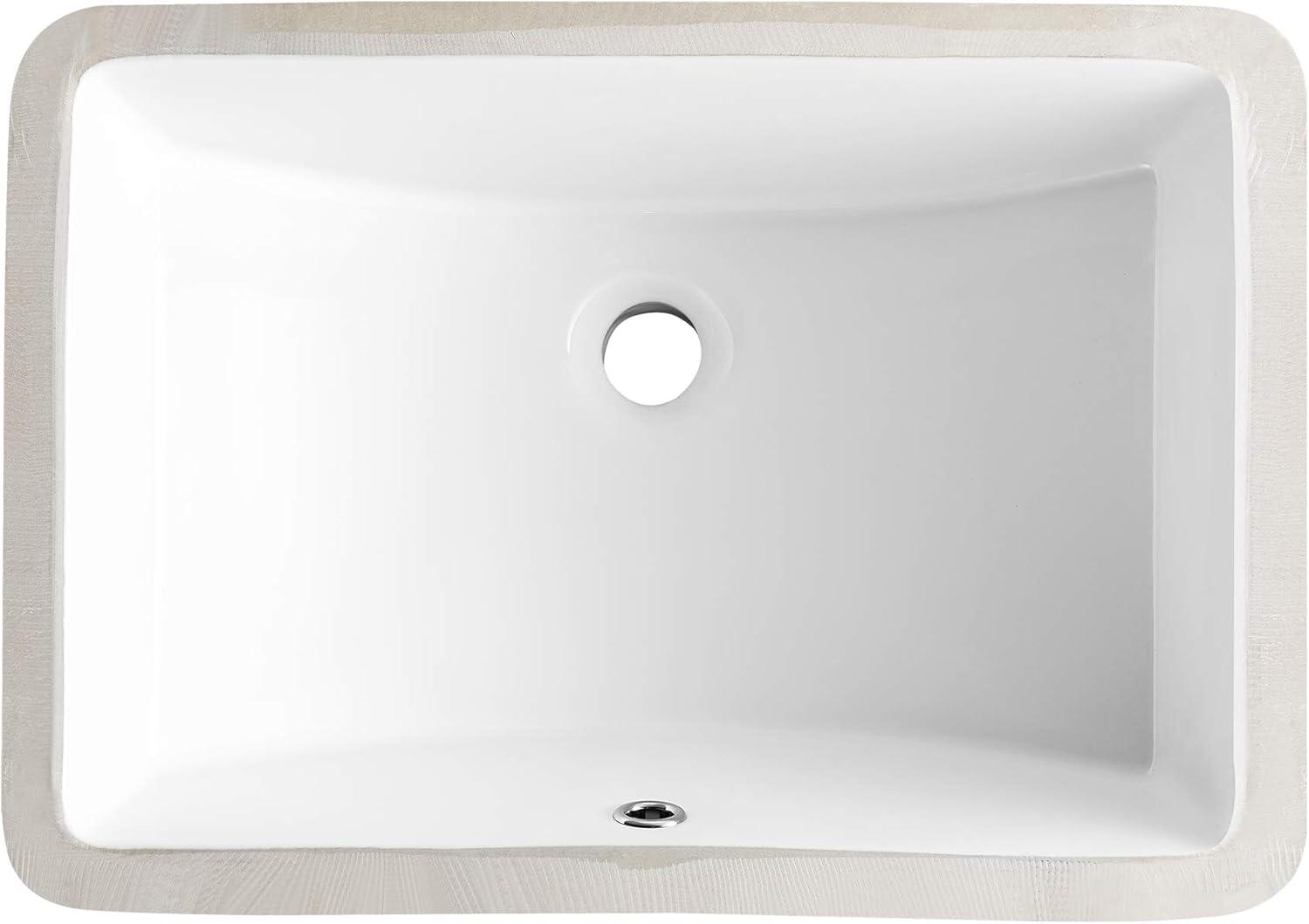 DeerValley Ally 21" x 15'' Undermount Bathroom Sink, Rectangular Bathroom Sink with Overflow