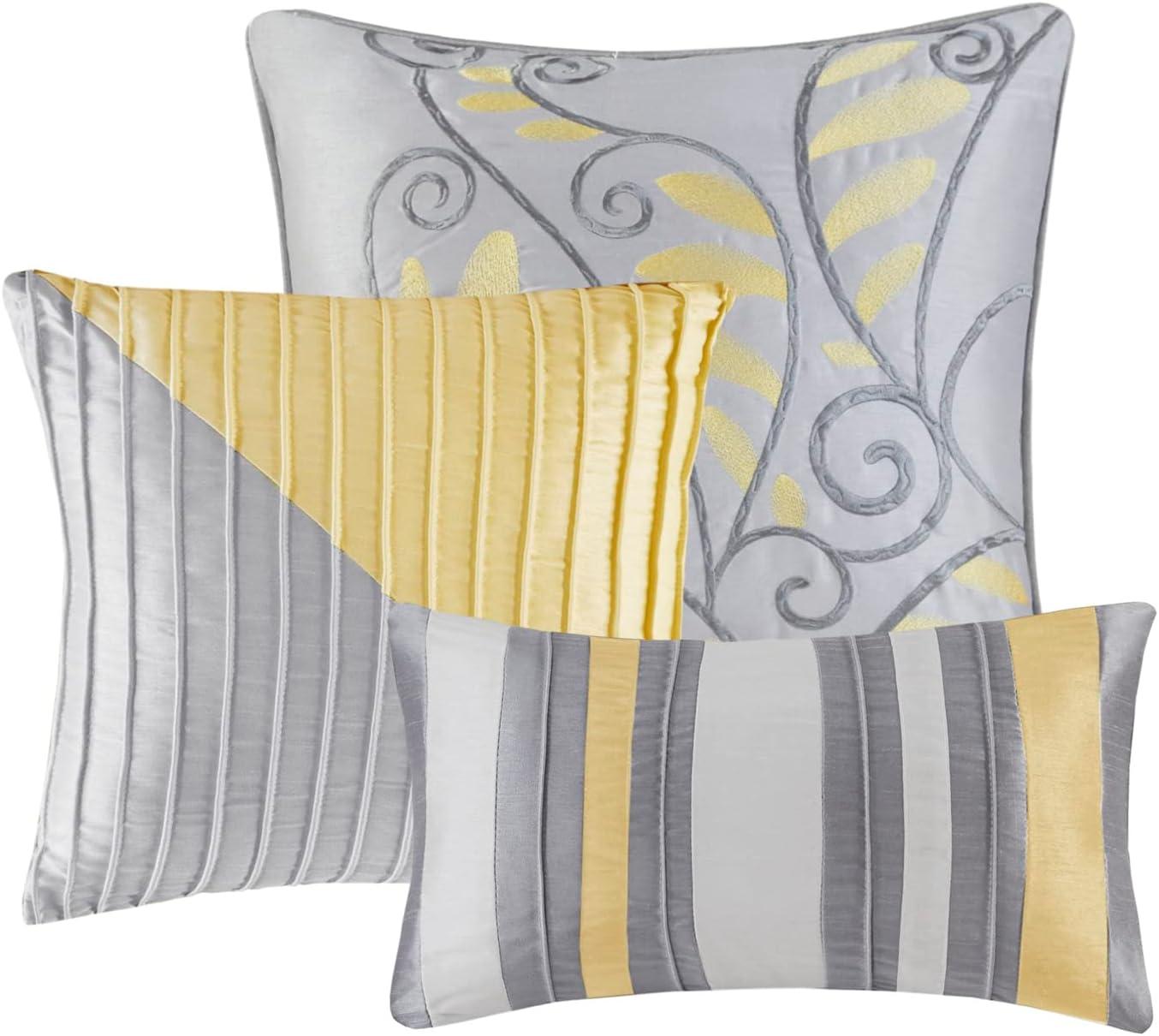 Amherst 7 Piece Striped and Pleated Comforter Set