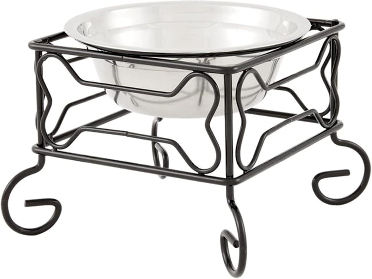 YML 5-Inch Wrought Iron Stand with Single Stainless Steel Feeder Bowl