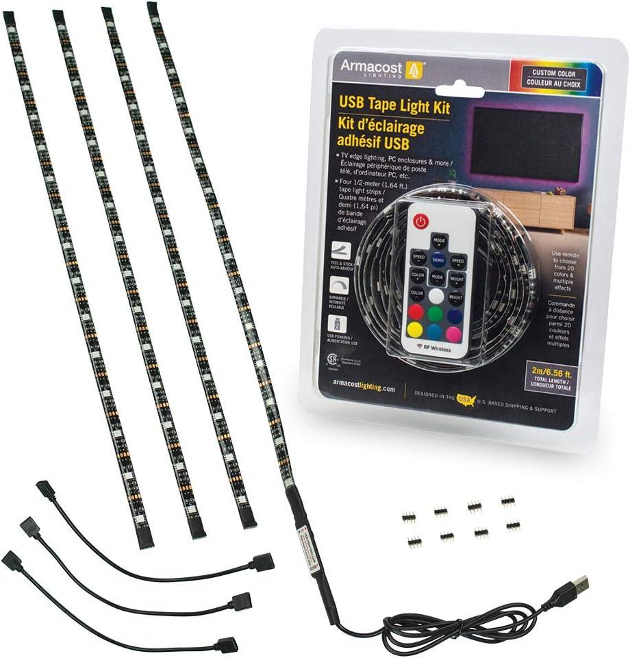 White Battery Powered USB LED Strip Light Kit with Remote