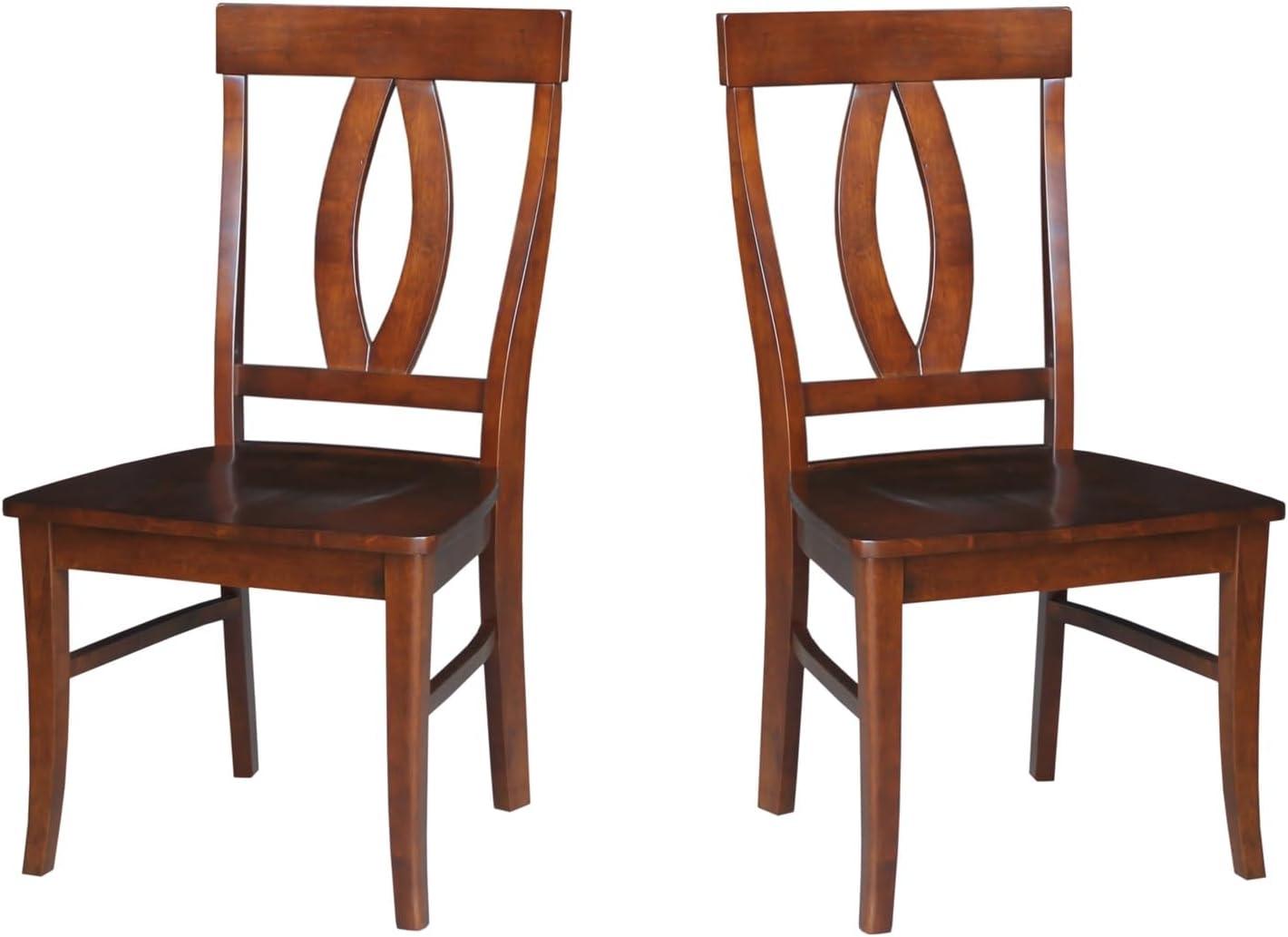 International Concepts Set of 2 Cosmo Verona Splat Back Chairs Espresso: Hardwood Frame, 250lb Capacity