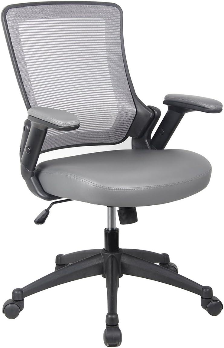 Gray Mesh and Leather Adjustable Task Desk Chair