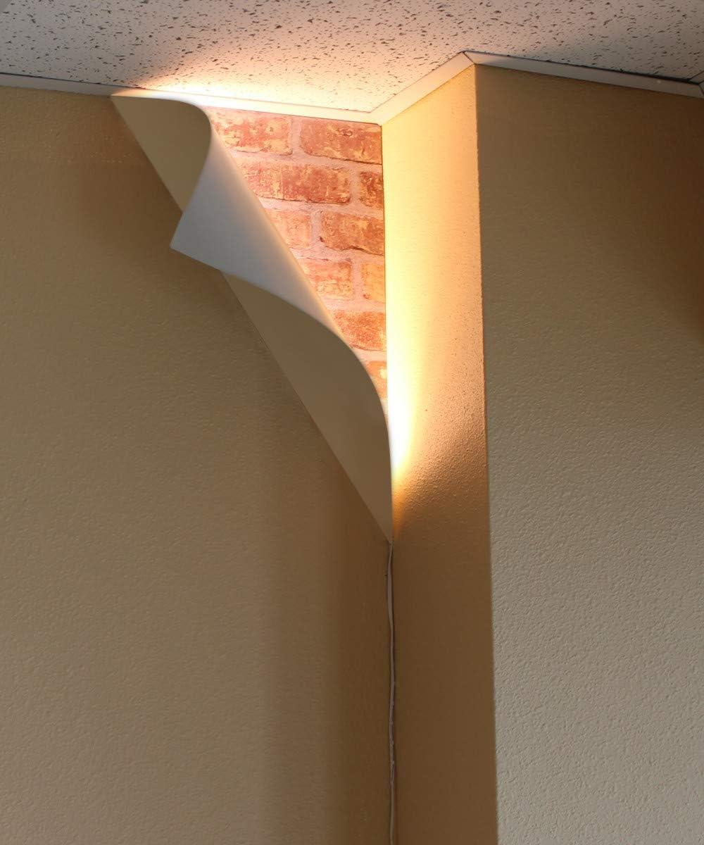 Home Concept "Big Reveal" LED Corner Light, 18" White Curved Metal, 3 Scenes