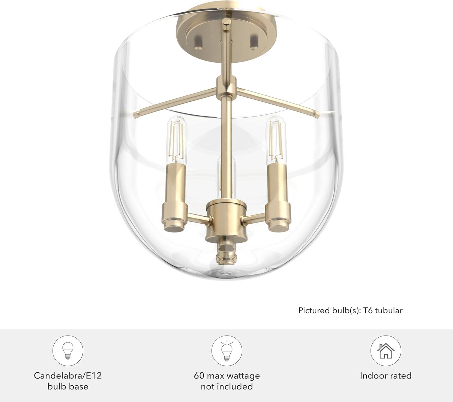 Hunter Sacha Natural Iron 3 Light Flush Mount Ceiling Light Fixture